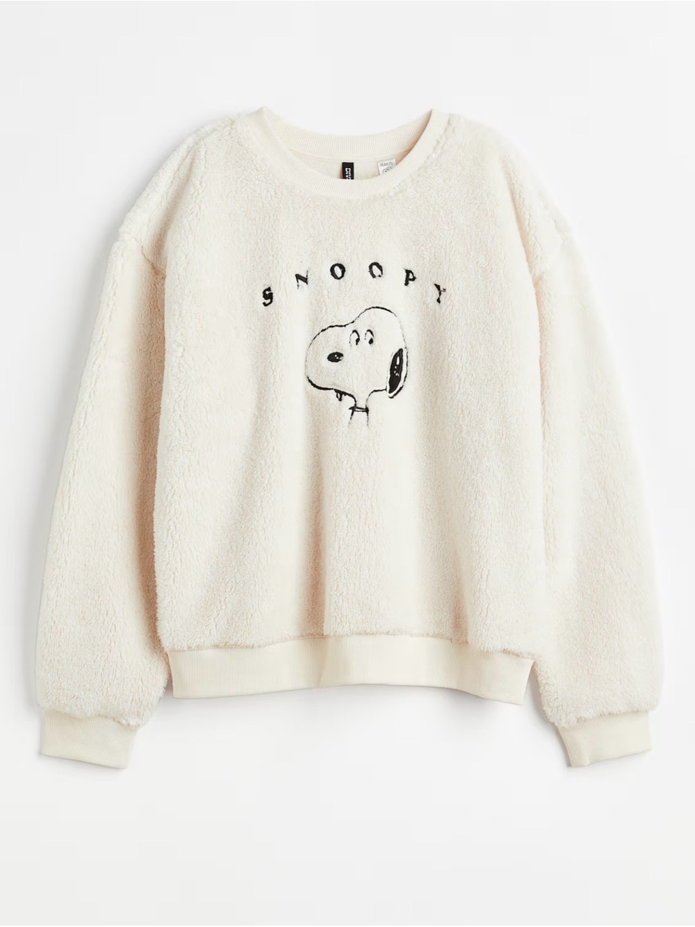 H&M Cream Snoopy Plush Crewneck Sweatshirt
